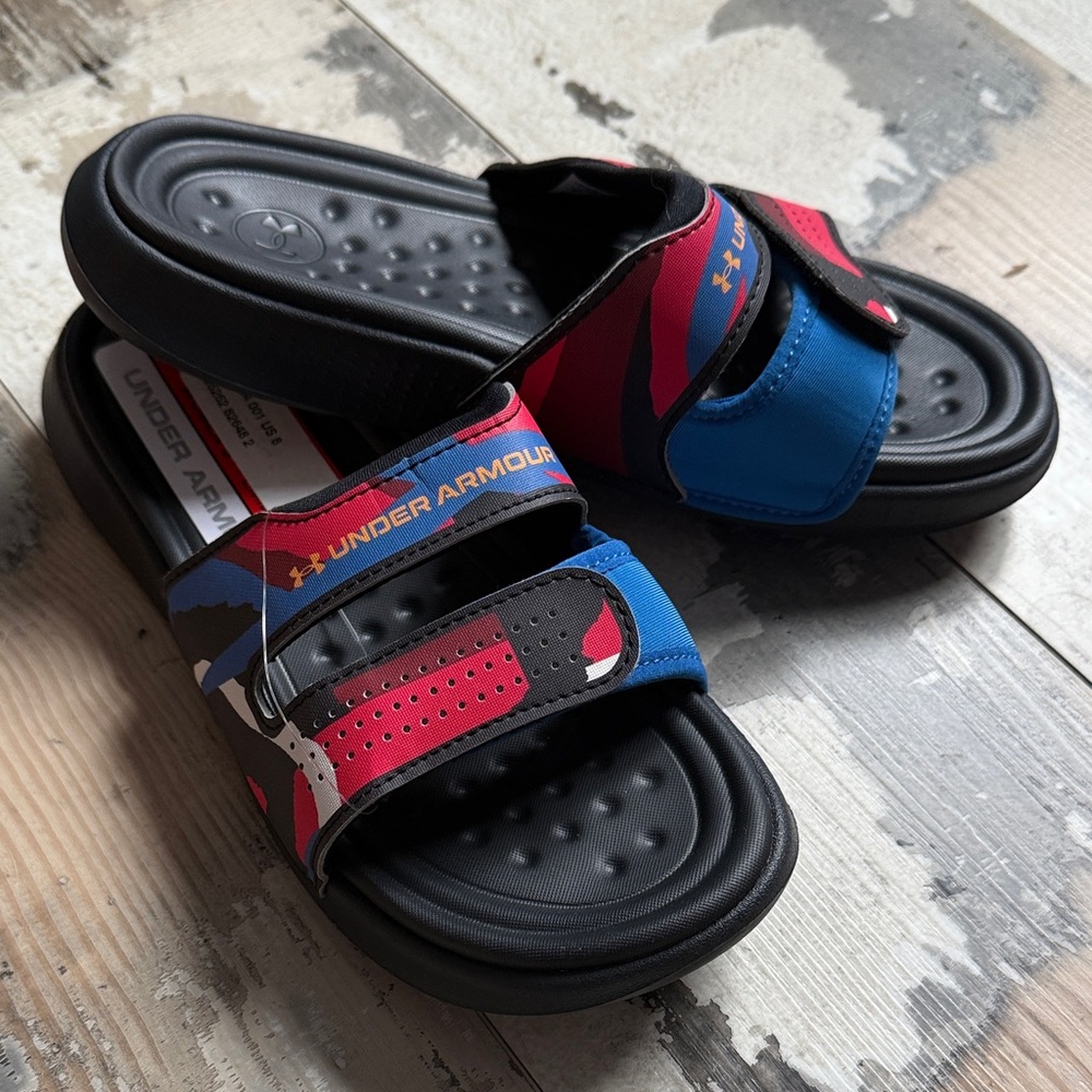 Under Armour Athletic Slide Sandals - Black and Blue